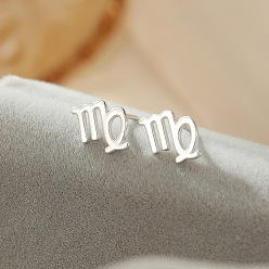 Дева 925 стерлингового серебра серьги стержня, серебряные, Дева, 10x10 мм