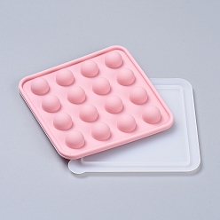 Pink Силиконовые формы diy для пищевых продуктов, формы помады, с пластиковой крышкой, формы для выпечки, цвет шоколада, конфеты, печенье, изготовление ювелирных изделий на основе смолы и эпоксидной смолы, круглый шар, розовые, 104x104x16 мм