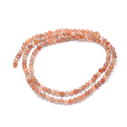 Sunstone Natural Sunstone Beads Strands, Faceted, Round, 2mm, Hole: 0.5mm, about 150pcs/strand, 15.35 inch(39cm)
