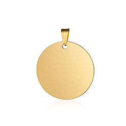 Золотой Ионное покрытие (ip) 304 подвески из нержавеющей стали, зеркальная полировка, плоский круглый шарм, штамповка пустой метки, золотые, 29.5~30x1.5 мм, отверстие : 8.5x3.5 мм
