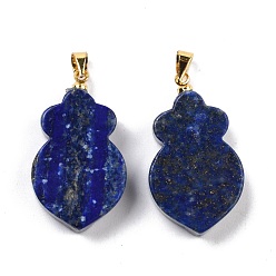 Lapis Lazuli Natural Lapis Lazuli Pendants, with Golden Brass Findings, Carrot, 29~30x17x6mm, Hole: 5mm