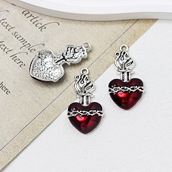 Сердце Подвески из эмали и сплава, античное серебро, сердце, 36x19 мм