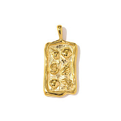 Настоящее золото 18K 304 подвески из нержавеющей стали, прямоугольник амулеты, ионное покрытие (ip), зеркальная полировка, реальный 18 k позолоченный, 33x15 мм