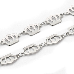 Stainless Steel Color Tarnish Resistant 304 Stainless Steel Crown Link Chains, Soldered, with Spool . Stainless Steel Color,8.5x15x0.5mm, about 32.8 Feet(10m)/roll