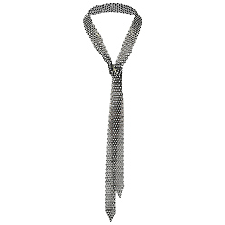 Черный Галстуки из сплава кристаллов и стразов, галстук-цепочка, чёрные, 1290x26x3 мм