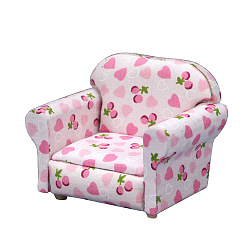 Pink Мини-модель дивана из дерева и ткани, аксессуары для кукольного домика с микро-ландшафтом, притворяясь опорными украшениями, розовые, 92x64x68 мм