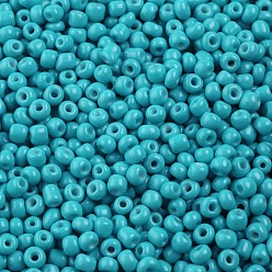 Dark Turquoise Baking Paint Glass Seed Beads, Dark Turquoise, 6/0, 4~5x3~4mm, Hole: 1~2mm, about 4500pcs/bag
