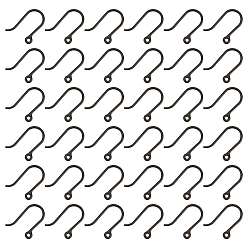 Black Plastic Earring Hooks, Ear Wire, with Horizontal Loop, Black, 11x9x0.6mm, 22 Gauge, Hole: 0.5mm, 120pcs/box