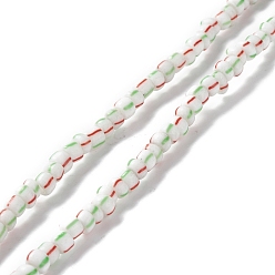Белый Бусы лэмпворк ручной работы, 3 тон, колонка, белые, 4~5.5x2~4 мм, отверстие : 1.8 мм, около 130 шт / нитка, 14.96~15.16 дюйм (38~38.5 см)