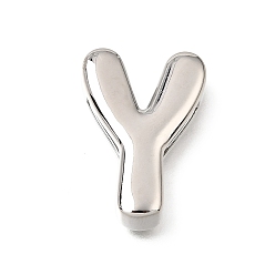 Letter Y Прелести латунных слайд, буквы, цвет нержавеющей стали, Письмо Y, 25x17x5 мм, отверстие : 12x2 мм