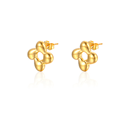 Echt 18 k vergoldet 304 Ohrstecker aus Edelstahl für Damen, Blume, echt 18 k vergoldet, 14 mm
