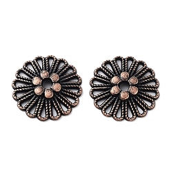 Красная Медь Сплавочные овальные бусины тибетского стиля , без кадмия и без свинца, цветок, Красная медь, 23x23x3.5 мм, отверстие : 3 мм, Около 377 шт / 1000 г