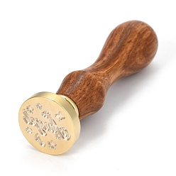 Word Brass Retro Wax Sealing Stamp, with Wooden Handle for Post Decoration DIY Card Making, Angel, Word, 90x25.5mm