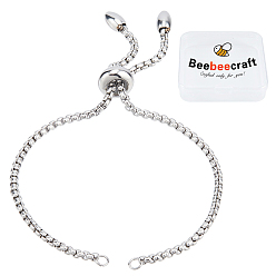 Нержавеющая Сталь Цвет 10шт. регулируемые 304 слайдер из нержавеющей стали браслеты изготовление, Боло браслеты, цвет нержавеющей стали, длина одной цепи: около 11 см