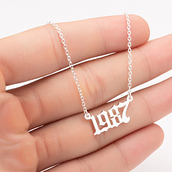 Нержавеющая Сталь Цвет 1987 год рождения число 201 ожерелья с кулоном из нержавеющей стали, цвет нержавеющей стали, 17.72 дюйм (45 см)