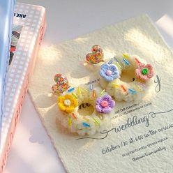 Светло-желтый Серьги-гвоздики с цветком из полиэстера и смолы, светло-желтый, 72x50 мм