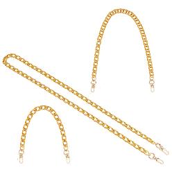 Golden Bag Handles, Wallet Chains, with Zinc Alloy Swivel Clasps, Aluminum Double Link Chains, for Bag Straps Replacement Accessories, Golden, 3pcs/set