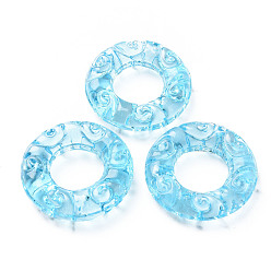 Light Sky Blue Transparent Handmade Bumpy Lampwork Linking Rings, Round Ring, Light Sky Blue, 25x6mm, Inner Diameter: 12mm