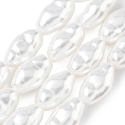 Белый Гальванизированное непрозрачное стекло имитация жемчужных нитей, овальные, белые, 18~20x10~11x8~9 мм, отверстие : 1.2 мм, около 22 шт / нитка, 16.02'' (40.7 см)