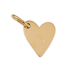 Letter J 304 прелести нержавеющей стали, с прыжковых колец, сердце с подвесками в виде букв, золотые, буква J, 10x8.5x1.5 мм, отверстие : 4x2.5 мм