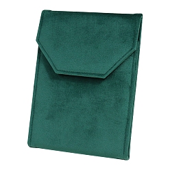 Темно-Зеленый Бархатные сумки для хранения ожерелья, rcetangle, темно-зеленый, 20.5x15.5x0.18 см