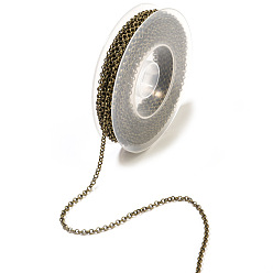 Античная Бронза Роло железа цепи, отрыгивающая цепь, плоско-круглые, с катушкой, пайки, античная бронза, 2 мм, около 32.81 футов (10 м) / рулон