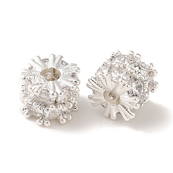 Серебро Стойка покрытие латунь проложить прозрачные бусины кубического циркония, долговечный, без кадмия и без свинца, колонка, серебряные, 6x5 мм, отверстие : 1.8 мм