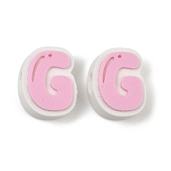 Letter G Cuentas de plástico europeo, abalorios de grande agujero, rosa, letra g, 17.5~18x8~20x8 mm, agujero: 4.5 mm