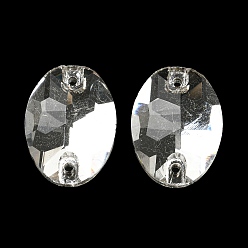 Прозрачный Подвески для стеклянных разъемов, граненые, овальные связи, прозрачные, 18x13x5 мм, отверстие : 1 мм