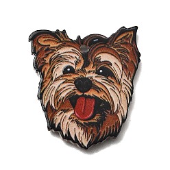 Седло Коричневый Печатные акриловые подвески, собака, седло коричневый, 31x28x2 мм, отверстие : 1.8 мм