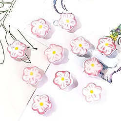 Цветок Фарфоровые бусины ручной работы, яркие глазурованные, цветок, 14x14x6 мм, отверстие : 2 мм