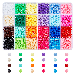 Couleur Mélangete 1680pcs 24 couleurs perles en plastique opaques, ronde, couleur mixte, 6x5.5mm, Trou: 1.8mm, 70 pcs / couleur