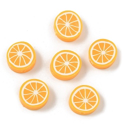 Оранжевый Бусины из полимерной глины ручной работы с фруктово-овощной тематикой, для поделок ювелирных изделий, оранжевые, 14.5x15.5x5.5 мм, отверстие : 1.8 мм