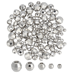 Платина 100 шт 5 стили латунные бусины, круглые, граненые, платина, 2.5~6 мм, отверстие : 1~2.2 мм, 20 шт / стиль