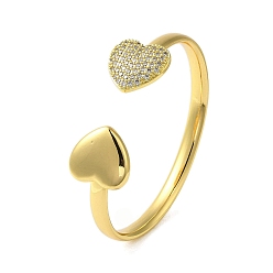 Сердце Браслеты-манжеты из циркония с покрытием из латуни и микропаве, реальный 18 k позолоченный, без кадмия и без свинца, долговечный, сердце, внутренний диаметр: 2-1/2 дюйм (6.2 см)