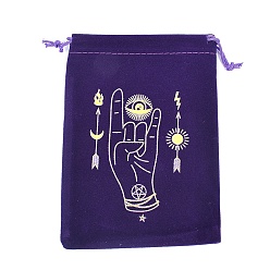 Palm Бархатные сумки для хранения, мешочек на шнурке для упаковки карт Таро, прямоугольные, фиолетовые, ладонь, 18x13 см