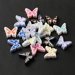 Mixed Color UV Plating Acrylic Beads, Iridescent, Butterfly, Mixed Color, 25x29.5x9mm, Hole: 2mm