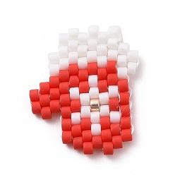Christmas Sock Pattern Handmade MIYUKI Japanese Seed Loom Pattern Seed Beads, Christmas Theme Pendants, Christmas Sock Pattern, 18x14x1.7mm