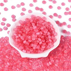 Cerise Perles de verre de style banc de tirage de qualité A de FGB, rondelle, imitation chat perles oeil, cerise, 7.5x4.5mm, Trou: 1.2~1.4mm, environ 1250 pcs / livre