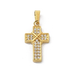 Золотой Ионное покрытие (ip) 304 подвески из нержавеющей стали с микропаве из кубического циркония, крест прелести, золотые, 17.5x10x2.5 мм, отверстие : 4x2.5 мм