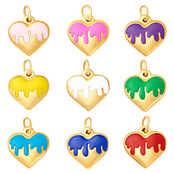 (52) Непрозрачная лаванда 9 шт. сердце 304 эмалевые подвески из нержавеющей стали, с прыжковых колец, разноцветные, 20 мм