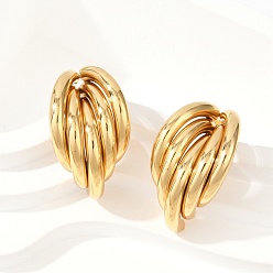 Золотой 201 из нержавеющей стали серьги, с 304 штифтов из нержавеющей стали, вакуумное покрытие pvd, банан, золотые, 25x15.5 мм