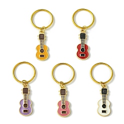Mixed Color Iron Dreadlocks Beads, Alloy Enamel Guitar Braiding Hair Pendants Decoration Clips, Mixed Color, 40mm