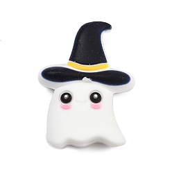 Ghost Хэллоуин силиконовые бусины, фокусные бусы, белые, призрак, 29.5x22x10.5 мм, отверстие : 2.6 мм