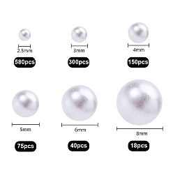Белый Имитация жемчуга акриловые, нет отверстий / неосвещенных бусинок, круглые, белые, 2.5~8 мм; около 1163 шт / коробка