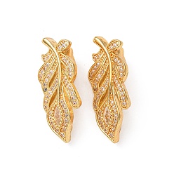 Настоящее золото 18K Латунные микро проложить кубического циркония Twister застежками, лист, реальный 18 k позолоченный, 30x13.5x9.5 мм, отверстие : 1.8 мм