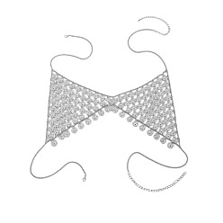 Platinum Iron Coin Woven Chest Body Chains for Sexy Bikini, Platinum, 750mm