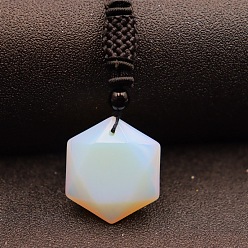 Opalite Opalite Pendant Necklaces, Hexagon, 20.08~31.50 inch(51~80cm)