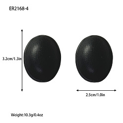 Oval Серьги-гвоздики из искусственной кожи, чёрные, овальные, 32x25 мм