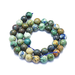 Chrysocolla Natural Chrysocolla Beads Strands, Round, 10mm, Hole: 1mm, about 39~40pcs/Strand, 15.35 inch(39cm)